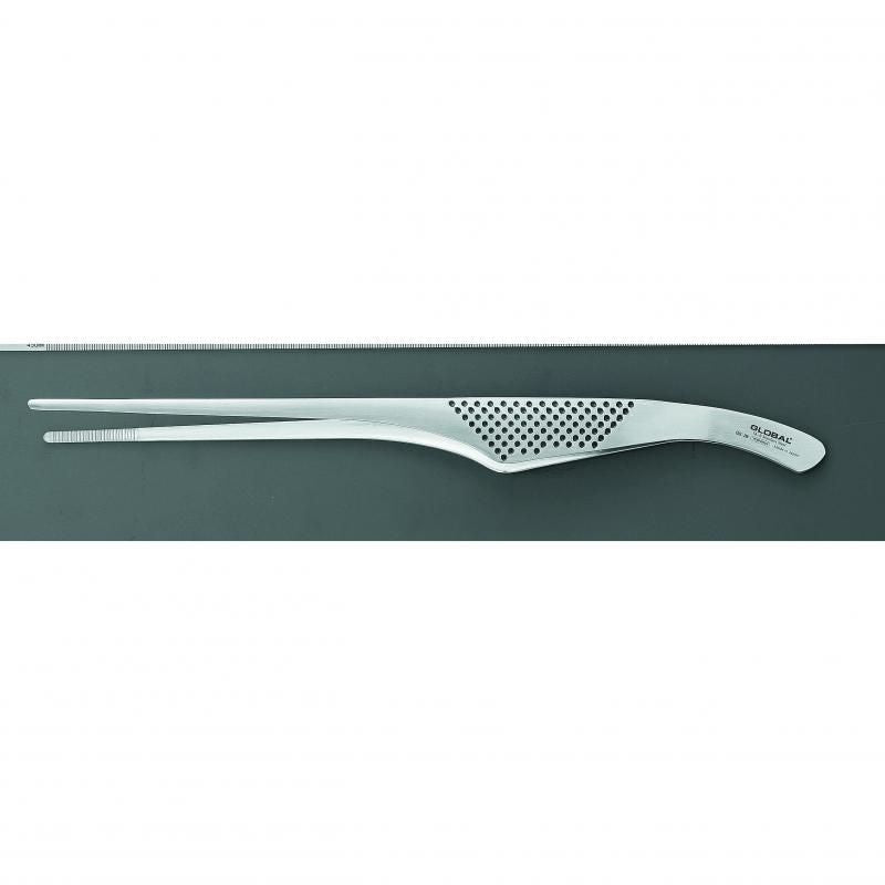 Global Pincet 30cm utility tongs in stainless steel, featuring ergonomic design and slip-resistant grip for safe food handling.