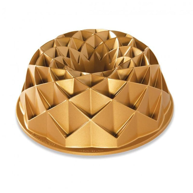 Elegant Nordic Ware Jubilee Bundt® Pan with diamond pattern and hidden hearts, perfect for festive baking and gatherings.