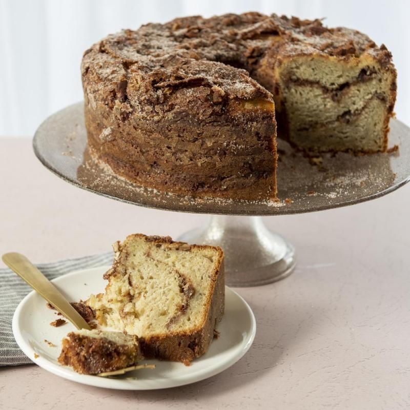 Nordic Ware blue tube cake pan with nonstick surface, perfect for baking and effortlessly releasing cakes.