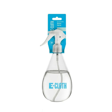 Clear E-Cloth water spray bottle, 17.5 oz, with adjustable nozzle for easy cleaning with microfiber products.
