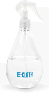 Clear E-Cloth water spray bottle with adjustable nozzle, holds 17.5 oz for easy cleaning with microfiber products.