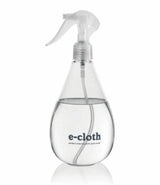 Clear E-Cloth spray bottle with adjustable nozzle, holds 17.5 oz of water for efficient cleaning with microfiber products.