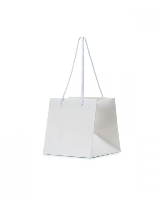 Laminated matte euro flower carrier bags in white, ideal for documents and promotions, pack of 100, eco-friendly design.