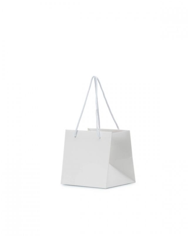 Laminated matte Euro flower carrier bags in white, small size, pack of 100, eco-friendly and durable for stylish packaging.