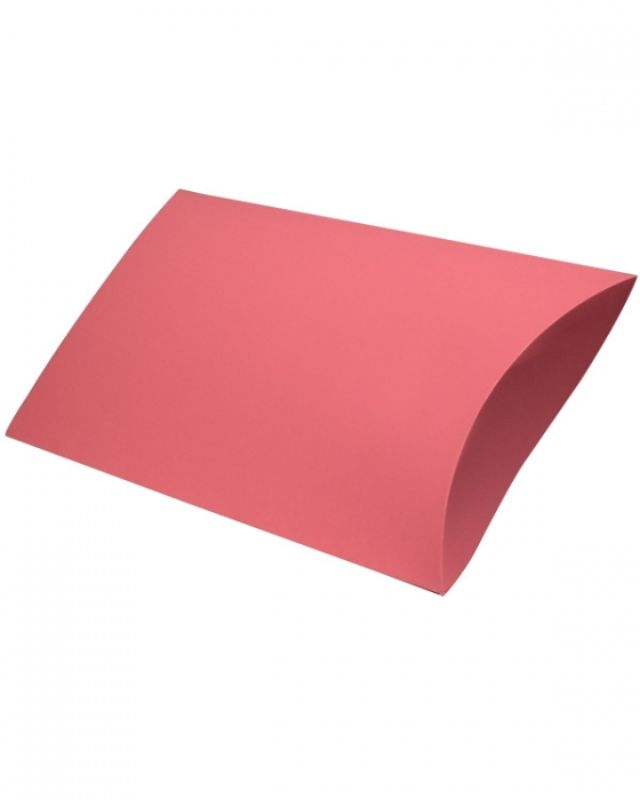 Pillow-shaped gift boxes in coral chiffon matte, measuring 432x279x64mm, packaged in a carton of 50 for elegant gifting.