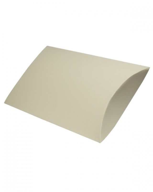 Elegant pearl cream matte pillow boxes, 279x432x64mm, perfect for stylish gift packaging; pack of 50 for all occasions.