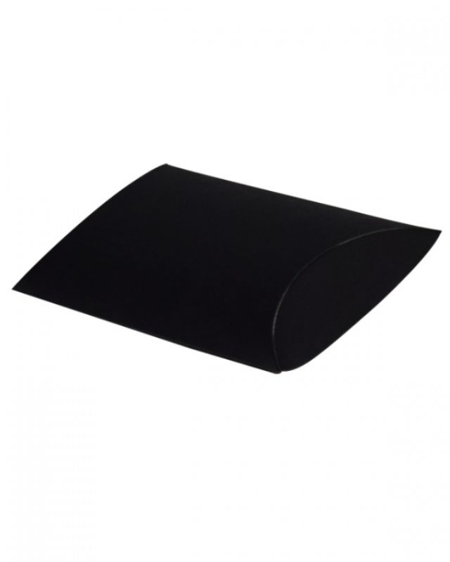 Elegant black matte pillow boxes, 178x140x51mm, durable 300 GSM, ideal for gift packaging, available in packs of 100.