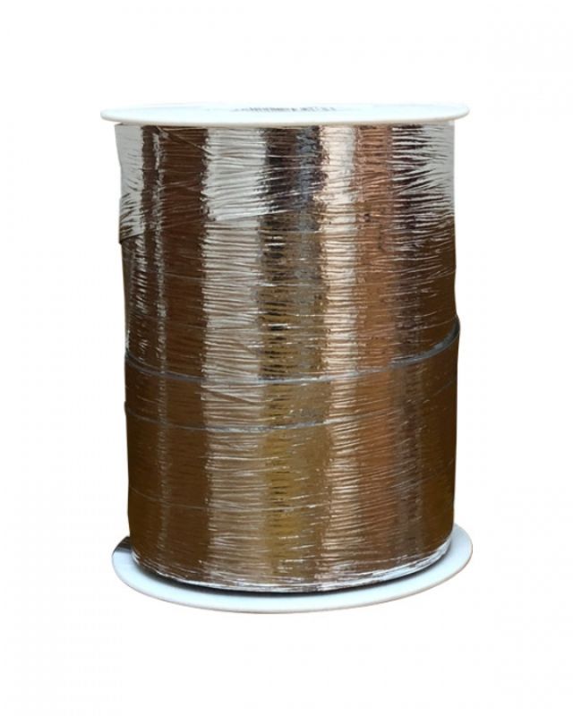 Ribbed metallic curling ribbon in silver, 10mm x 250m, perfect for gift wrapping and crafting with added elegance.