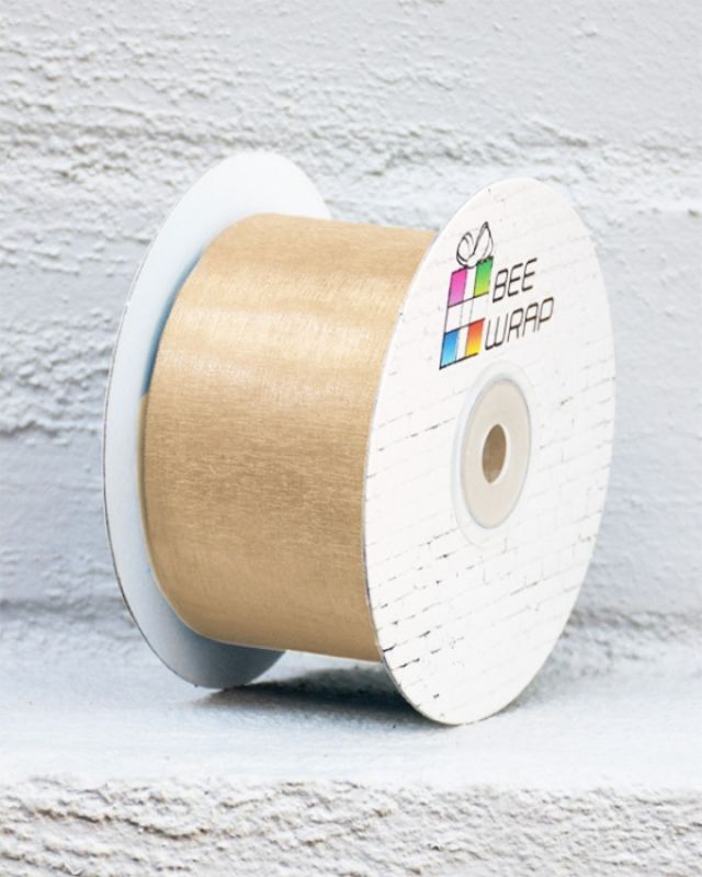Champagne Cut Edge Organza Ribbon, 50mm wide and 50m long, ideal for elegant decor, gift wrapping, and crafting projects.