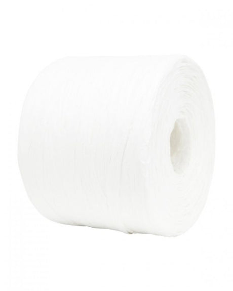 Eco-friendly off-white paper raffia ribbon, 4mm wide and 500m long, perfect for gifts and DIY crafting projects.