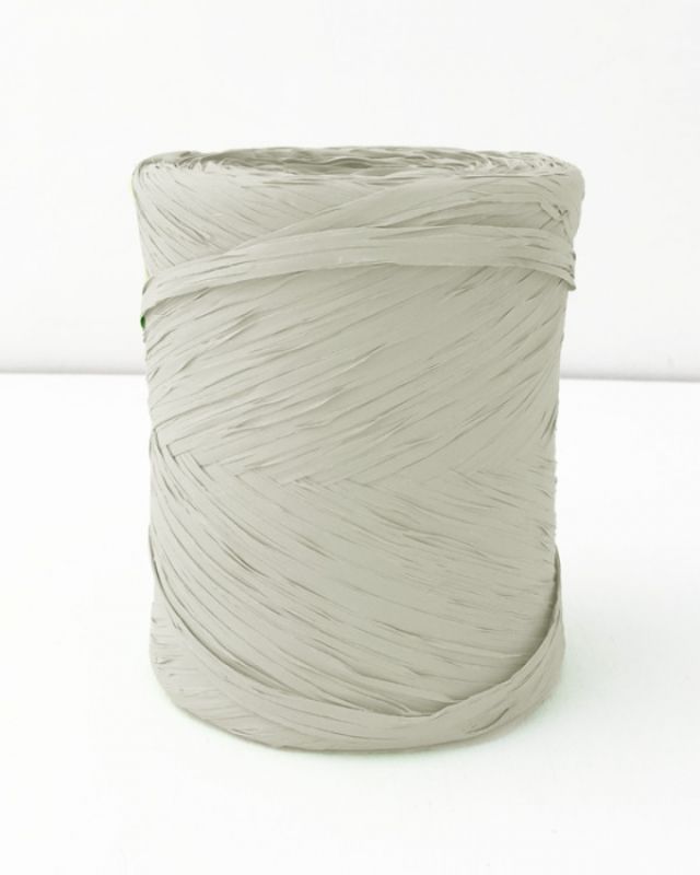 Poly Raffia ribbon in grey, 5mm x 200m, ideal for elegant gift wrapping, crafting, and decor enhancements.