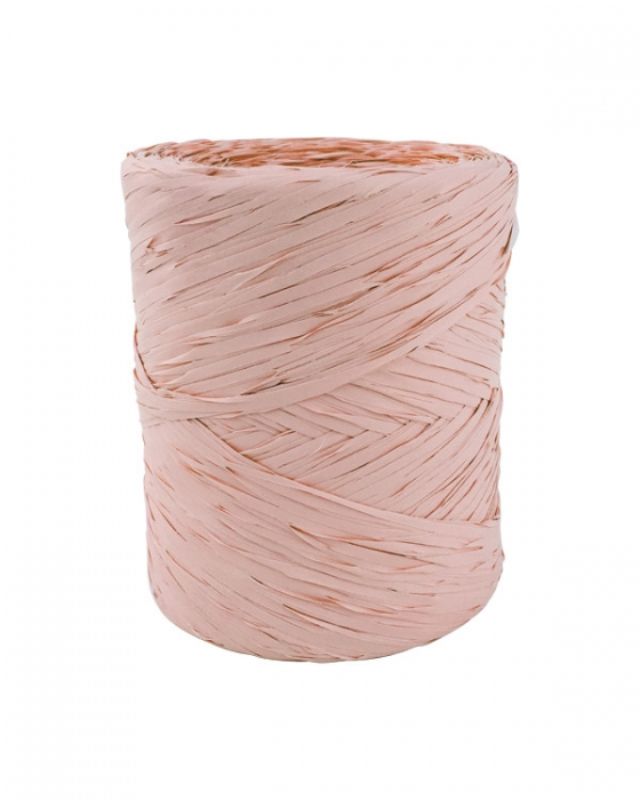 Dusky pink poly raffia ribbon, 5mm x 200m, perfect for elegant gift-wrapping and crafting projects.