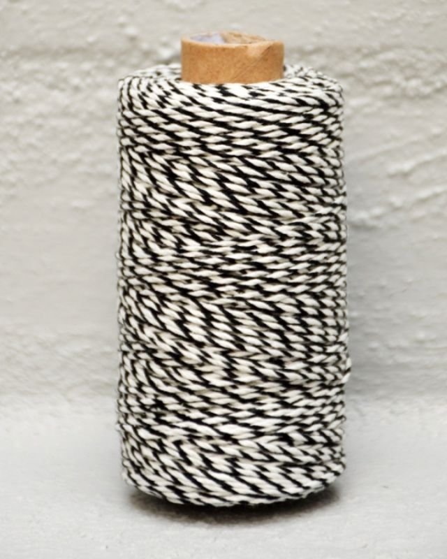 Ribbon -  Bakers Twine 2mm X 100mtrs Blk/Whi