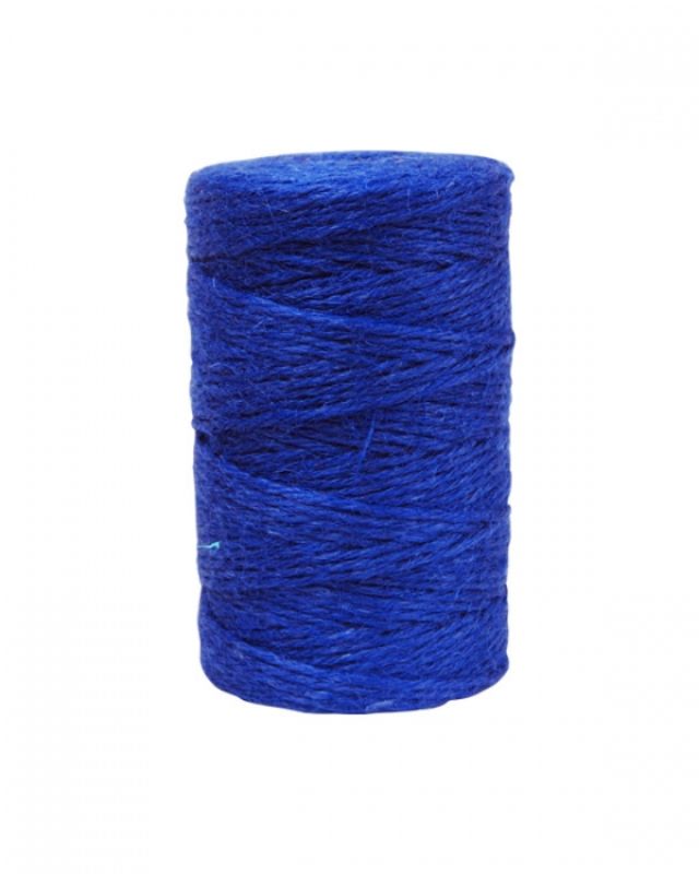 Blue jute twine roll, 3mm x 100m, perfect for crafting, gift wrapping, and rustic decor, eco-friendly and versatile.