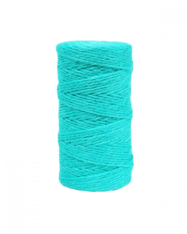Vibrant jade jute twine, 3mm thick and 100m long, perfect for eco-friendly crafting and decorative projects.