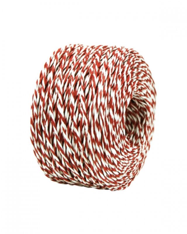 Two-tone red and white paper twine, 2mm thick, 100m roll, perfect for gift wrapping, scrapbooking, and decor.