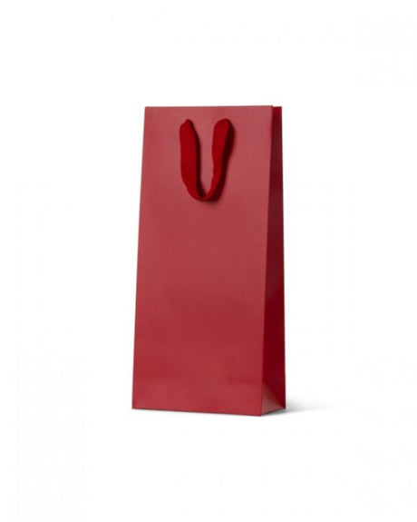 Deluxe red double wine bags for two bottles with elegant ribbon handle, perfect for gifting on special occasions.