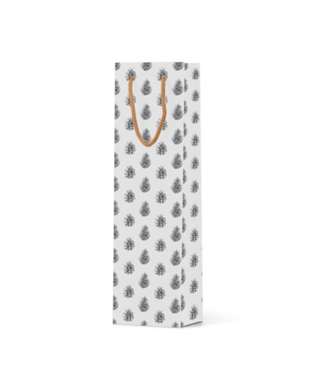 Kraft wine bag with Pine Cones design, perfect for stylish and eco-friendly gifting of wine bottles. Pack of 100 units.