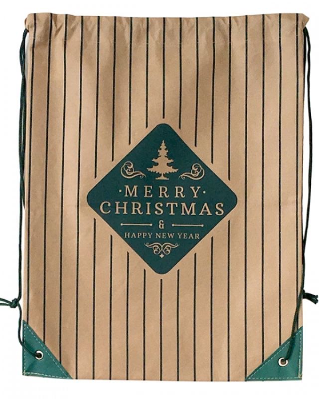 Non-woven Christmas stripe backpacks, eco-friendly and stylish, perfect for gifts and festive events, sold in a pack of 50.