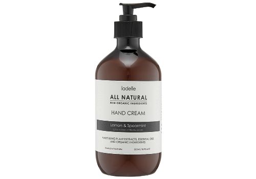 Set of 2 all-natural hand creams in Lemon and Spearmint scents, perfect for nourishing and hydrating dry hands.
