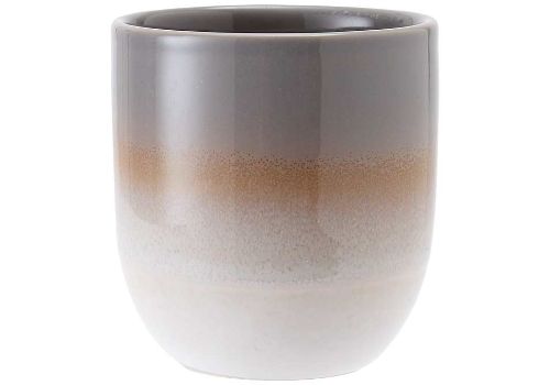 Set of 4 stylish ombre grey stoneware tumblers, perfect for hot and cold drinks, 8.5 x 8.5 x 9 cm.
