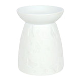Elegant white ceramic butterfly oil burner, perfect for infusing calming scents in any decor style.