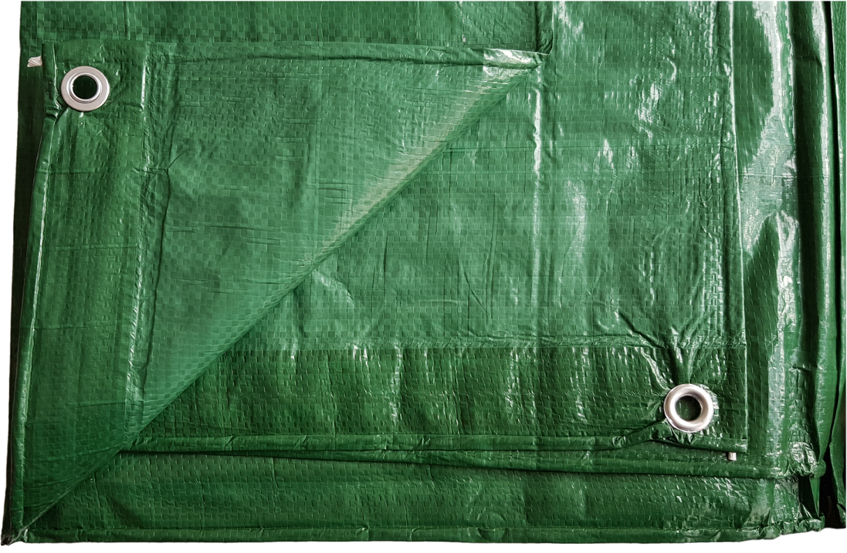 Blue tarpaulin 1.8m x 2.4m with eyelets, waterproof and UV resistant, ideal for outdoor protection and covering.
