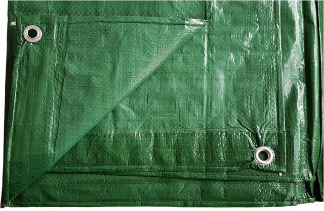 Blue tarpaulin 1.8m x 2.4m with eyelets, waterproof and UV resistant, ideal for outdoor protection and covering.
