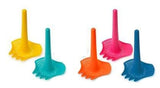 Vibrant yellow Triplet Shovel/Rake set for kids, perfect for digging, sifting, and building sandcastles at the beach.