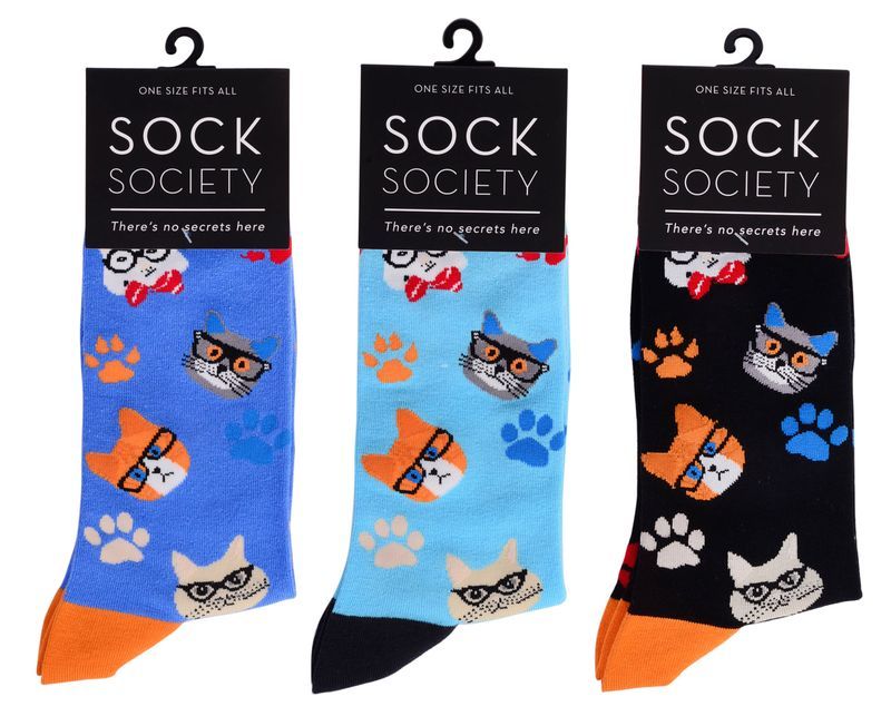 Socks - Sock Society Cat (6 Asst Pairs)