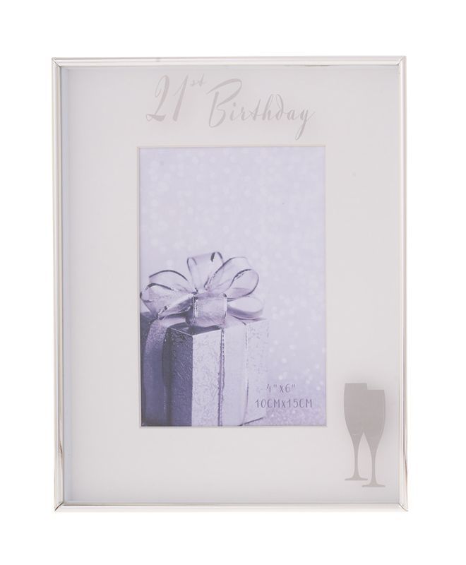 Set of 2 elegant 21st birthday photo frames, 15cm (4" x 6"), perfect for showcasing cherished memories from this milestone year.