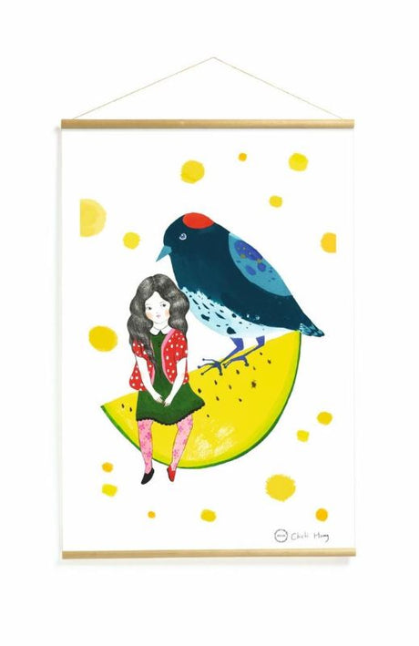 Whimsical wall hanging by Djeco featuring colorful relief designs, perfect for nurseries and playrooms, measuring 16cm.