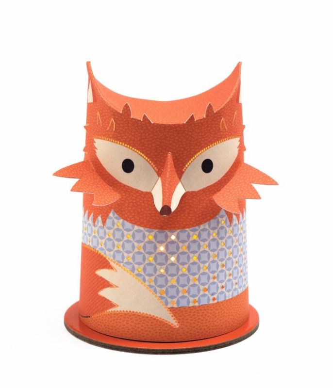 Mini Night Light featuring a whimsical fox design in orange patterns, perfect for soothing bedtime illumination for kids.