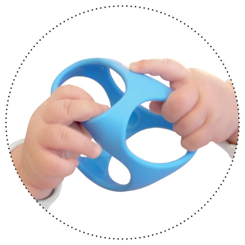 Set of 2 Oibo Blue sensory toys featuring flexible, stackable designs that encourage motor skills and tactile exploration for kids.