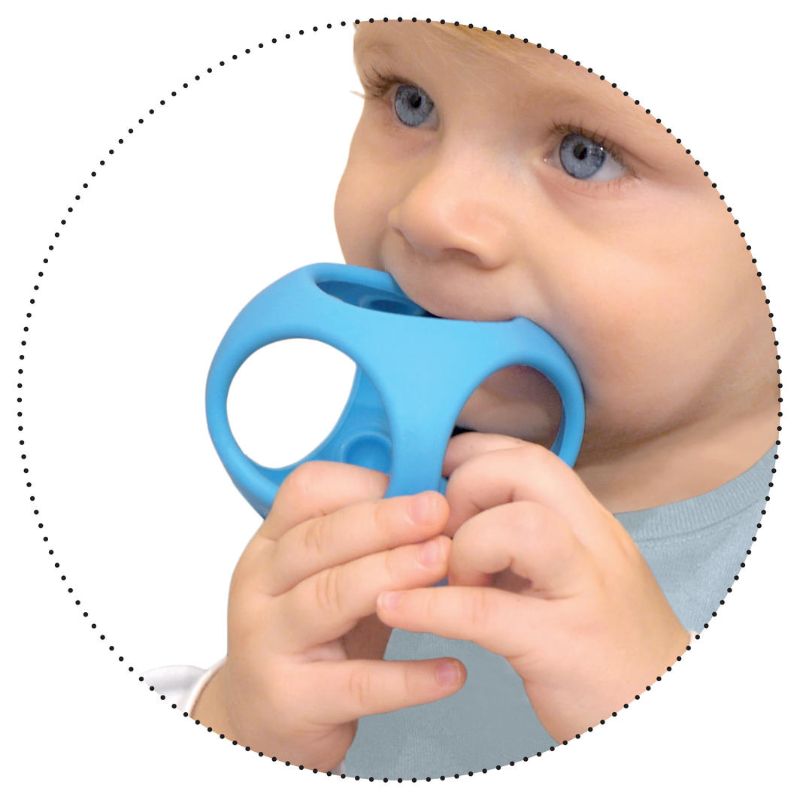 Set of 2 Oibo Blue sensory toys, combining ball fun with stacking education for kids, ideal for motor skill development.
