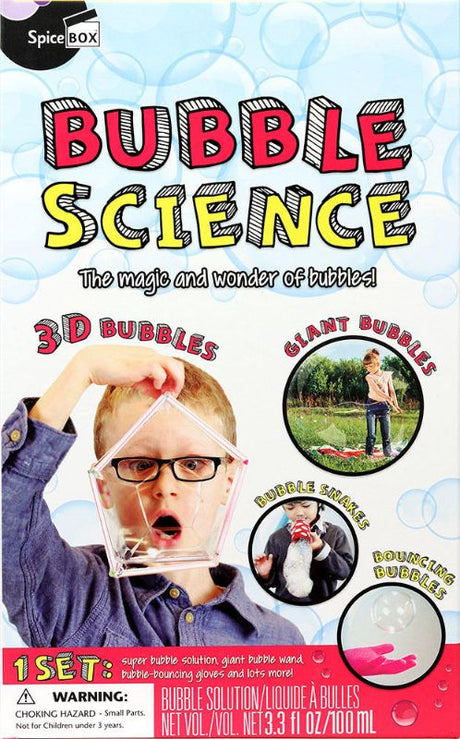 Bubble Science Kit by Spice Box: Engage in fun bubble experiments with wands, gloves, and DIY tools for creative learning.