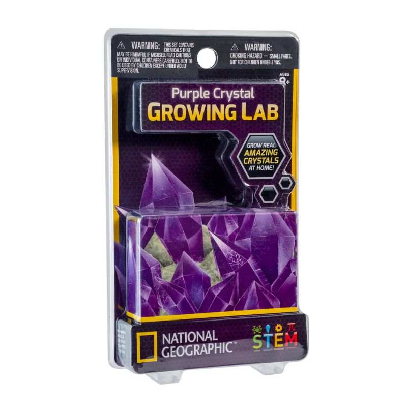 Crystal Grow Powder Kit - NG Purple: Two kits for growing vibrant amethyst-like crystals, includes fluorite specimen and adventure guide.