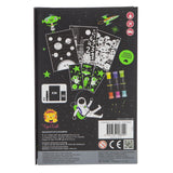 Vibrant Neon Colouring Set featuring 36 space-themed pages, double-sided markers, and fun stickers for young artists.