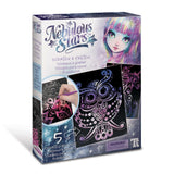 Scratch Art - Isadora set of 2 includes 45 sketch pages, stencils, rub-on patterns, and coloring pencils for creative exploration.