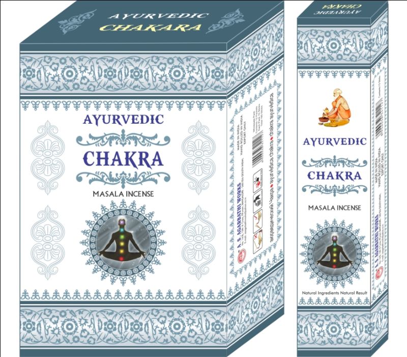 A collection of 12 Ayurvedic chakra incense packets designed to balance energy and enhance mindfulness.