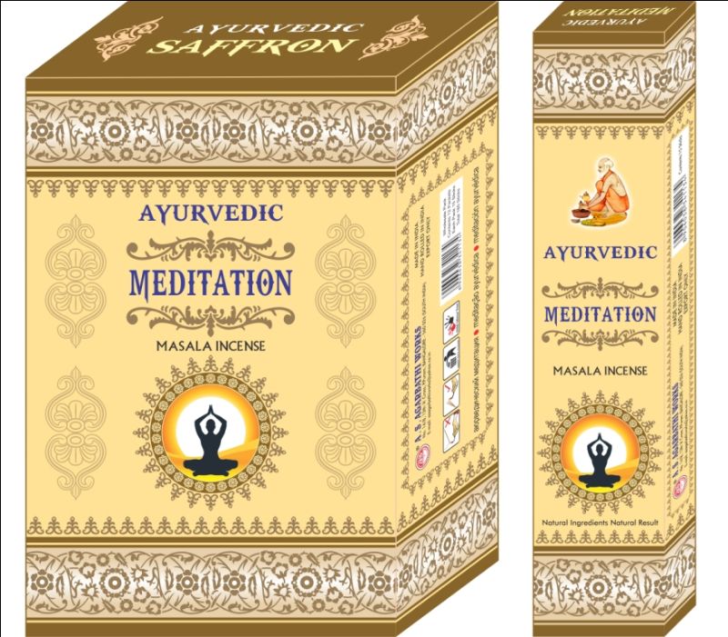 AYURVEDIC MEDITATION incense pack of 12, crafted with natural ingredients for a calming meditation experience.