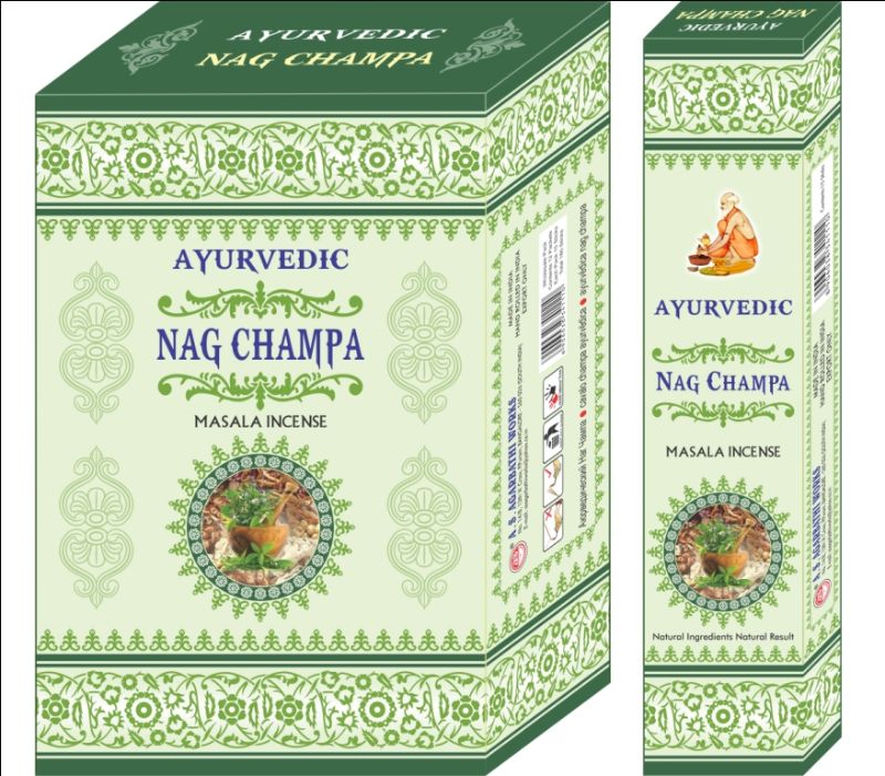 Ayurvedic Nag Champa incense pack of 12, ideal for meditation, relaxation, and enhancing spiritual practices with calming aromas.