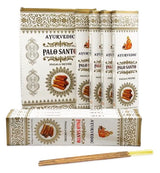 Premium Ayurvedic Palo Santo incense, 12 packets, perfect for meditation and creating a calming atmosphere.