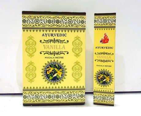 Ayurvedic Vanilla Incense - 12 fragrant packets for relaxation, mental clarity, and a serene atmosphere.