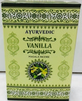 Ayurvedic Vanilla Incense pack of 12, promoting relaxation and mental clarity with natural, soothing vanilla scent.