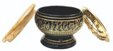 Elegant black brass charcoal burner for incense and herbs, enhancing relaxation and ambiance in any space.