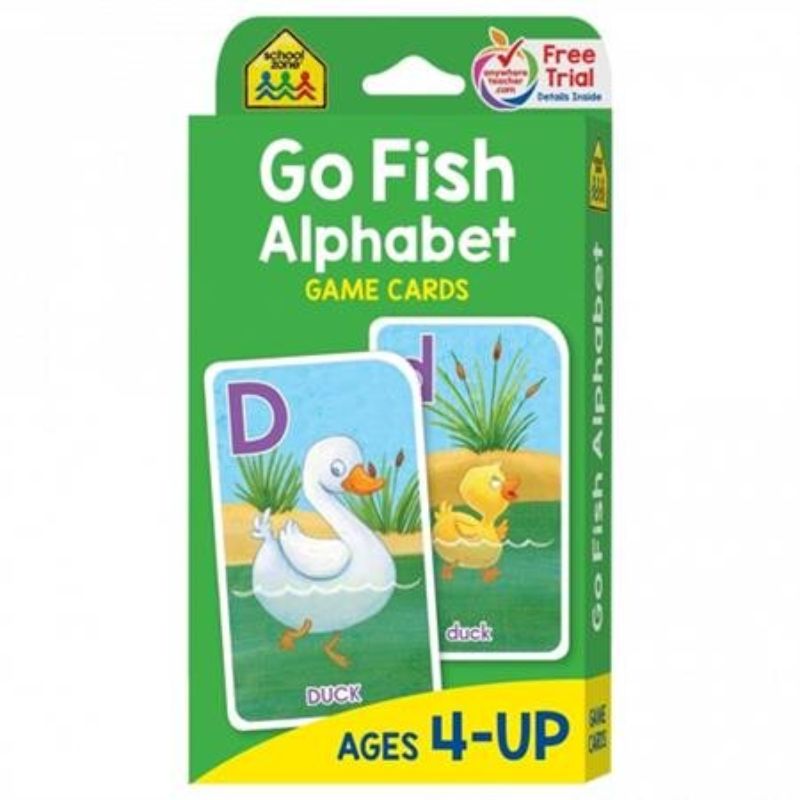 Bright and playful Go Fish flash cards for preschoolers to learn alphabet matching with engaging illustrations and fun activities.
