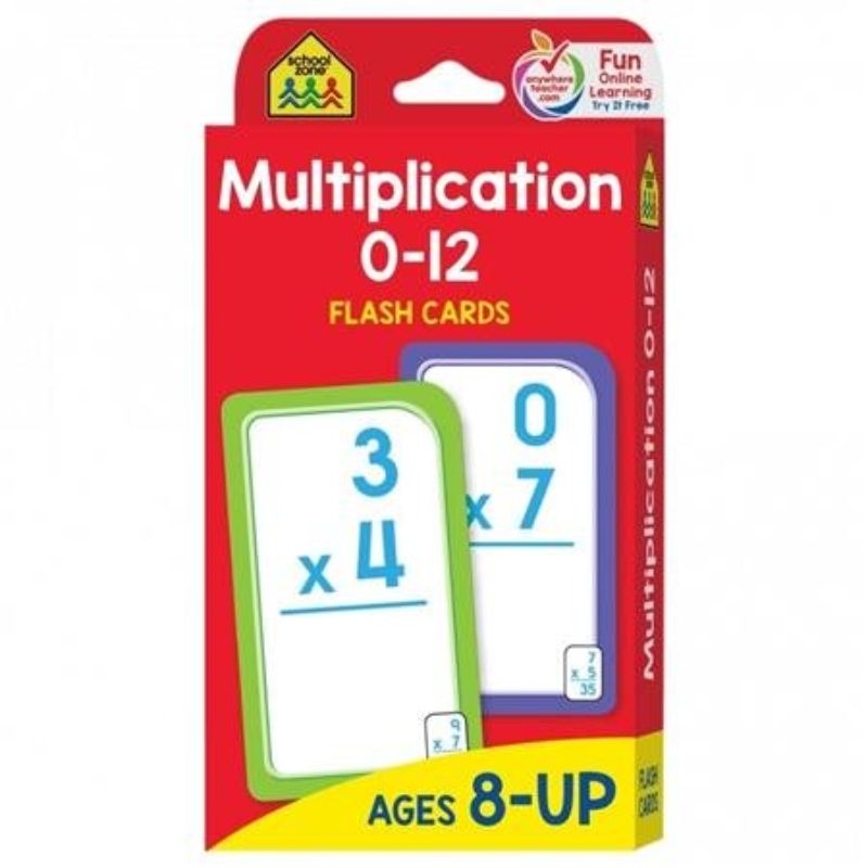 Bright, engaging multiplication flash cards for kids 3+, featuring 55 double-sided cards for fun learning from 0 to 12.