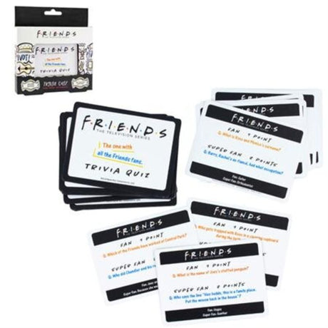 Friends Trivia Game - 2nd Edition showcases fun questions about the beloved sitcom, perfect for family game nights and nostalgia.