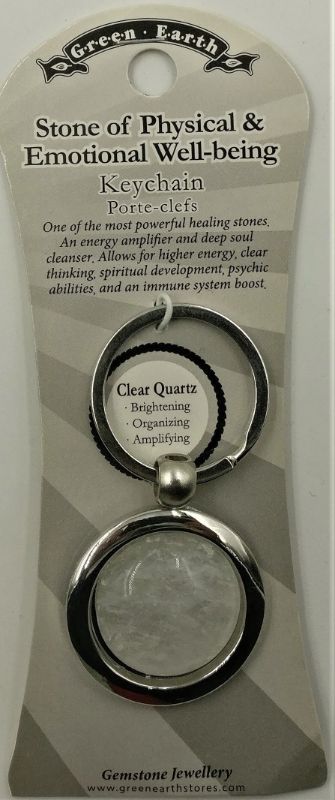 Set of 6 Clear Quartz keyrings, showcasing natural brilliance and healing properties, ideal for gifts and stylish accessories.